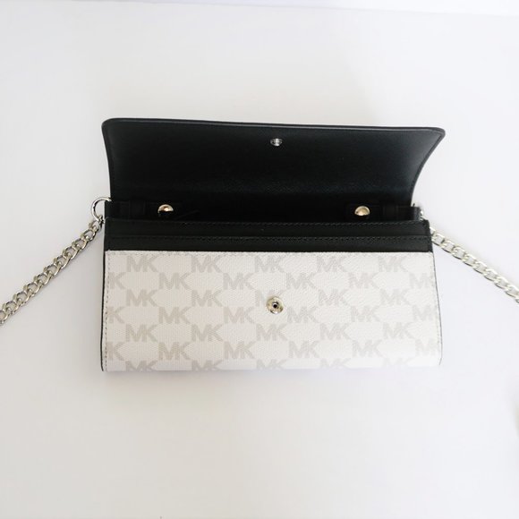 Michael Kors Jet Set WOC Xbody Bag MK White Black - Picture 6 of 11